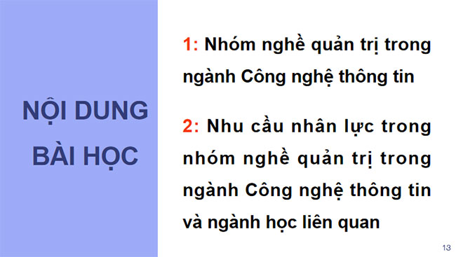 Nhóm nghề quản trị thuộc ngành Công nghệ thông tin