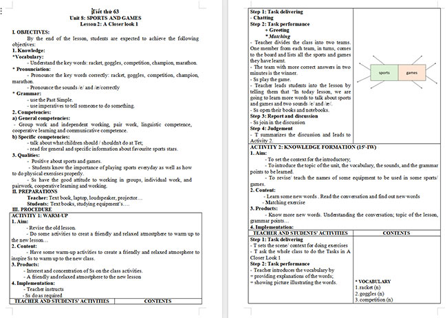 Giáo án Tiếng Anh 6 Unit 8: A Closer Look 1