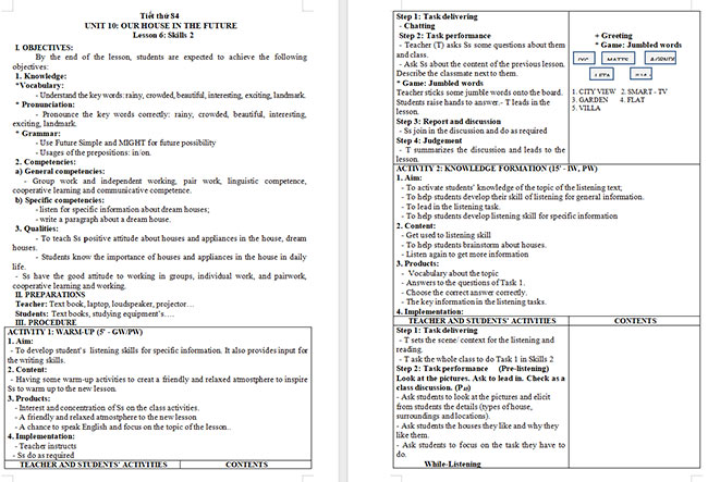 Giáo án Tiếng Anh 6 Unit 10: Skills 2