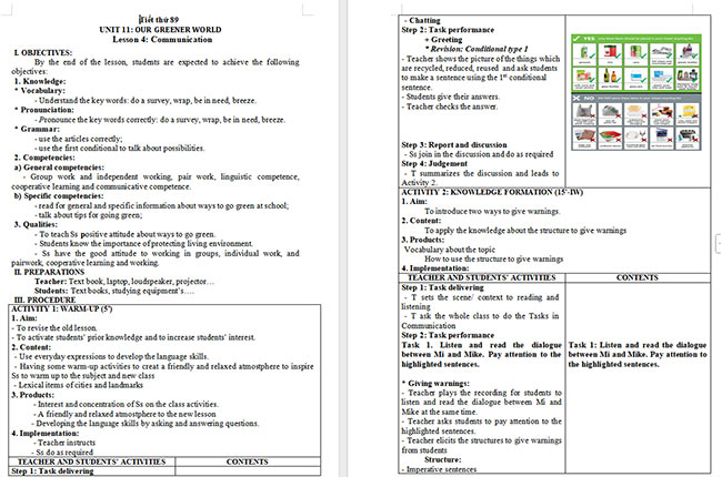 Giáo án Tiếng Anh 6 Unit 11: Communication