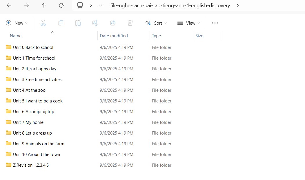 File nghe sách bài tập tiếng Anh 4 English Discovery