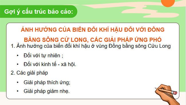 Thực hành Tìm hiểu ảnh hưởng của biến đổi khí hậu đối với Đồng bằng sông Cửu Long và các giải pháp ứng phó