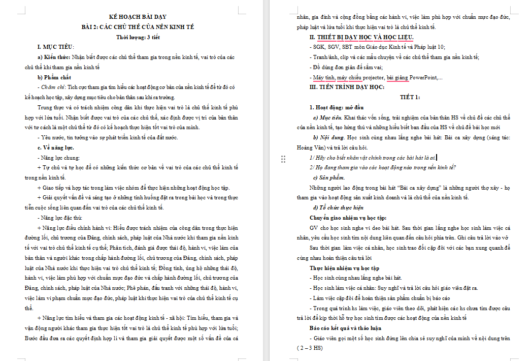  Các chủ thể của nền kinh tế