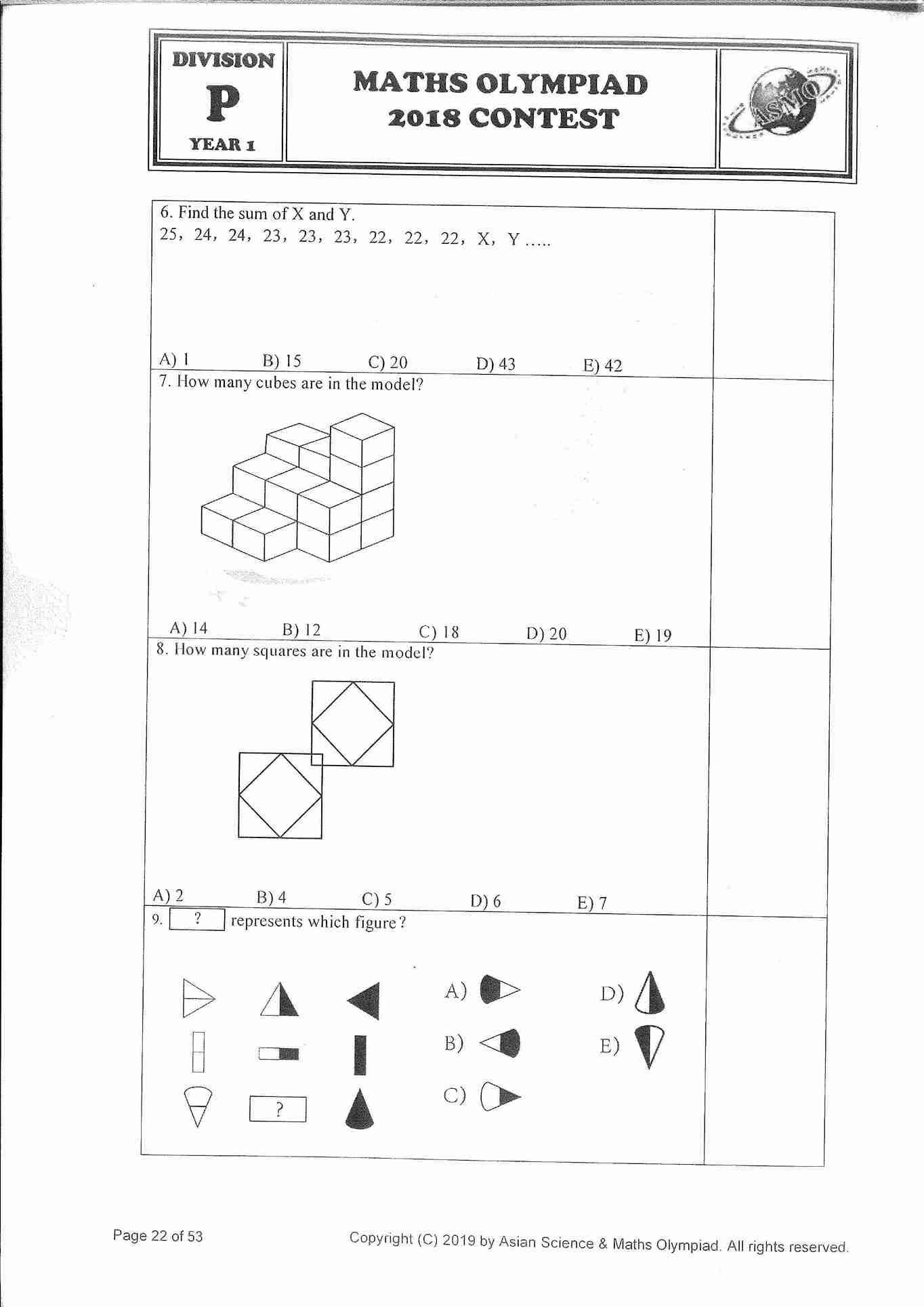 Đề ôn thi ASMO Toán lớp 1