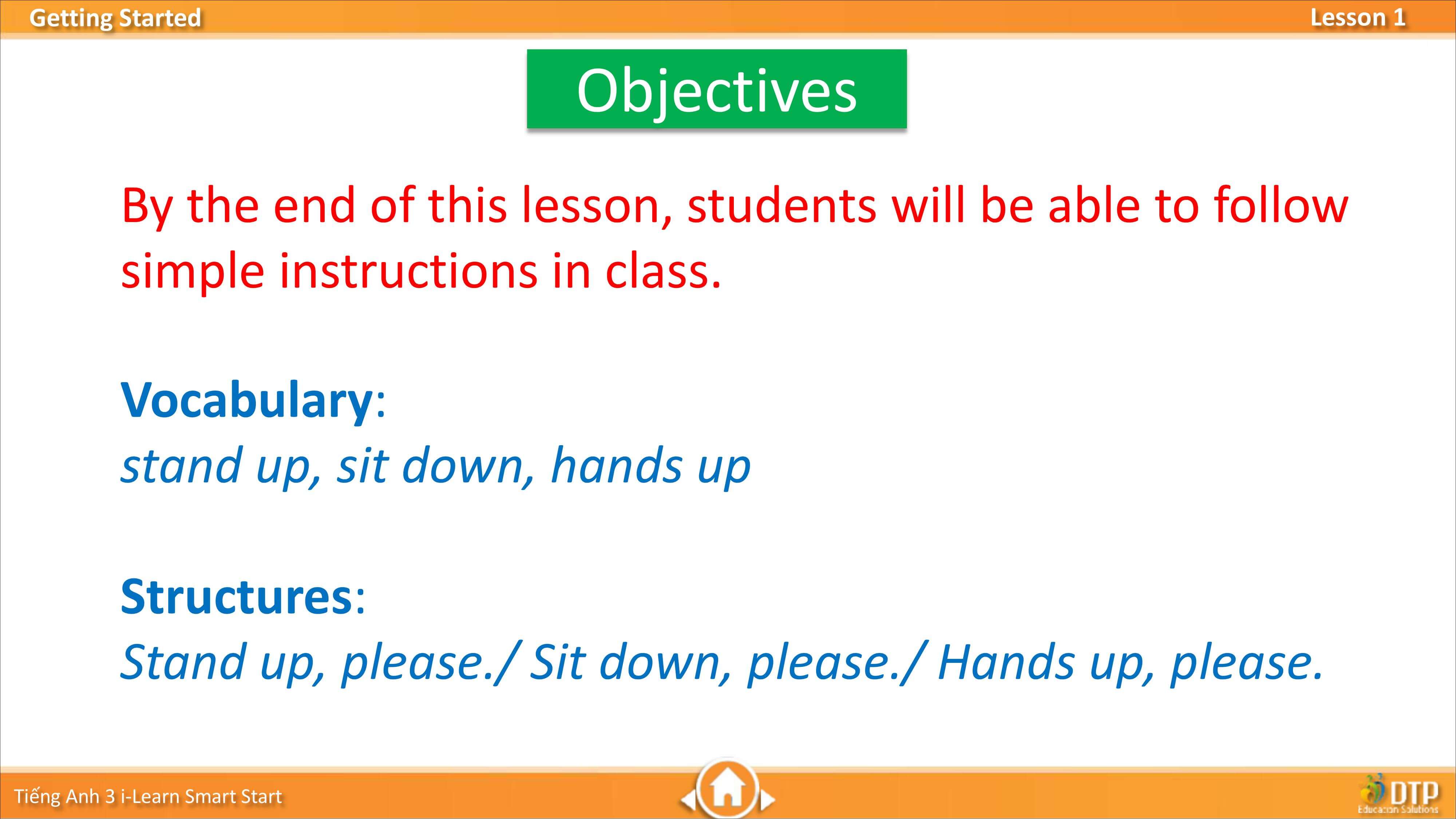 Bài giảng điện tử tiếng Anh 3 i-Learn Smart Start Unit Getting Started