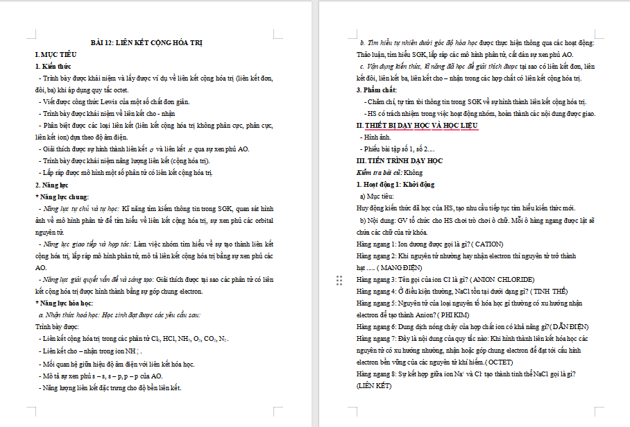 giáo án PowerPoint Hóa học 10 KNTT Bài 12