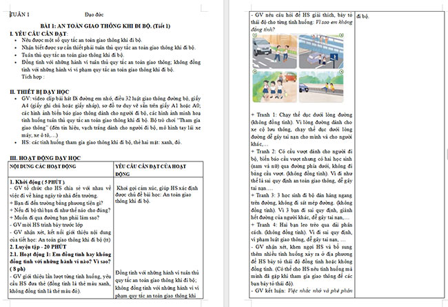 Giáo án Đạo đức 3 Bài 1: An toàn giao thông khi đi bộ