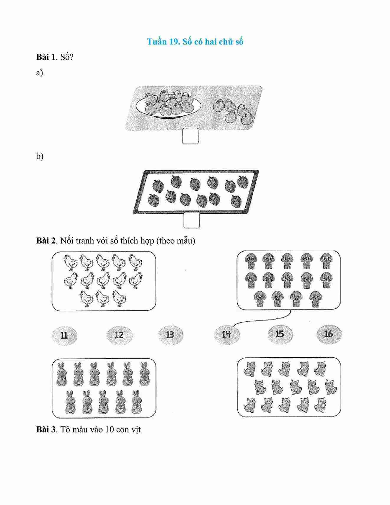 Phiếu bài tập cuối tuần lớp 1 học kì 2