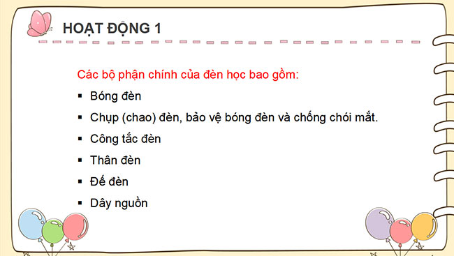 PowerPoint Công nghệ 3 Bài 2: Sử dụng đèn học