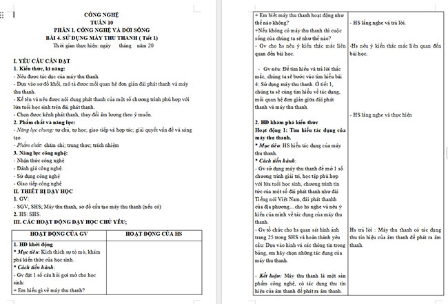 Giáo án Công nghệ 3 Bài 4: Sử dụng máy thu thanh