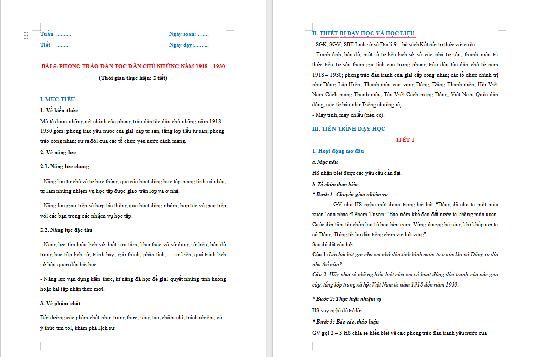 Phong trào dân tộc dân chủ trong những năm 1918 - 1930