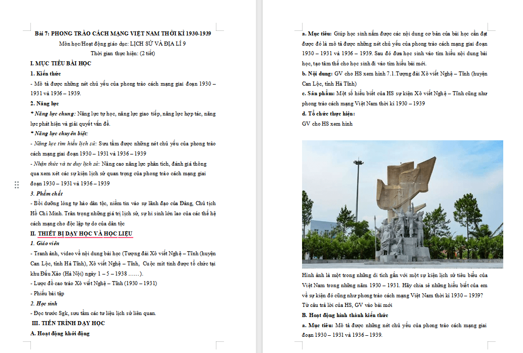 Phong trào cách mạng Việt Nam thời kì 1930 - 1939