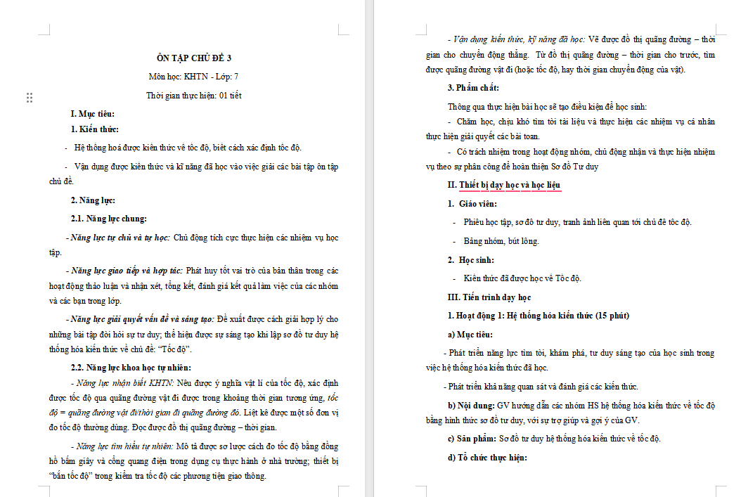  Khoa học tự nhiên 7 Ôn tập chủ đề 3