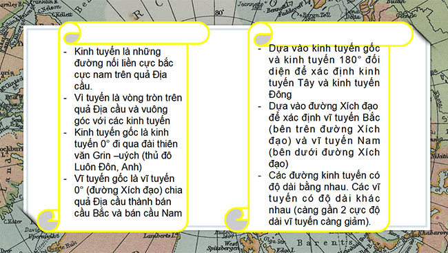 PowerPoint Bài 1: Hệ thống kinh vĩ tuyến. Tọa độ địa lí của một địa điểm trên bản đồ