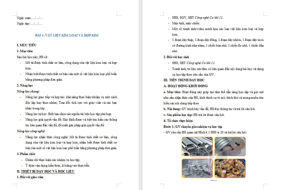Giáo án Công nghệ 11 Bài 4 Kết nối tri thức