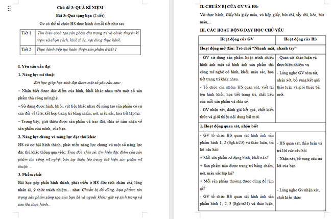 Giáo án Mĩ thuật 5 Bài 5: Quà tặng bạn
