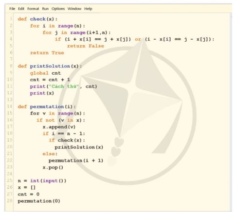 Giải Chuyên đề Tin học 11 Cánh diều bài 5: Thực hành kĩ thuật quay lui giải bài toán xếp hậu
