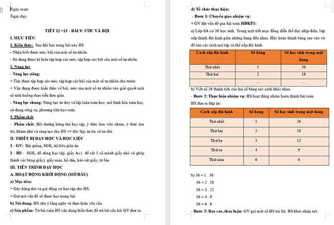 Giáo án Toán 6 Bài 9: Ước và bội