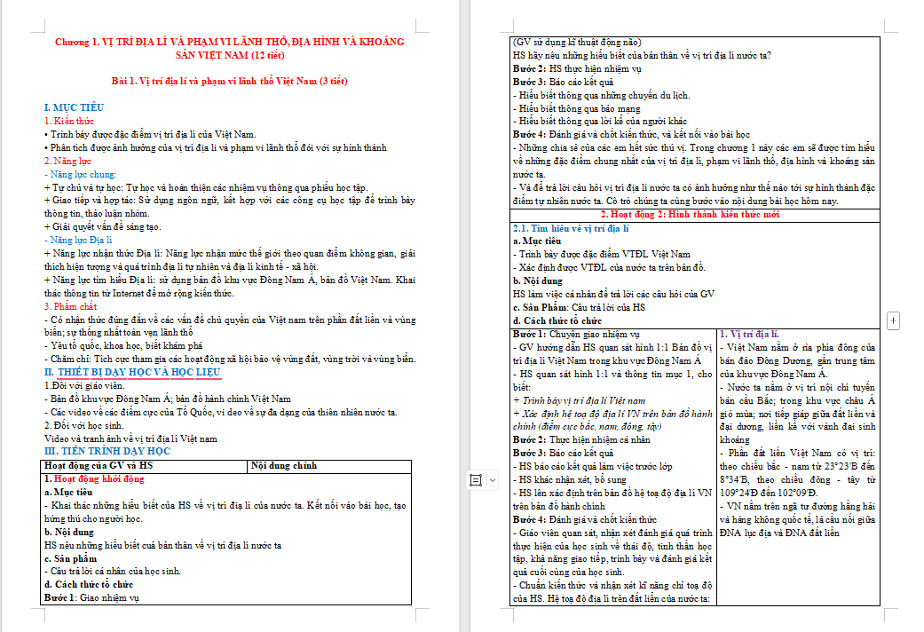 Giáo án Địa lí 8 Bài 1 Kết nối tiri thức