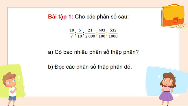 PowerPoint dạy thêm Toán 5 Bài 4: Phân số thập phân