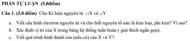Đề thi giữa học kì 1 Hóa 10 Cánh diều
