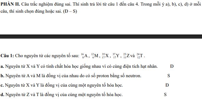 Đề thi giữa kì 1 Hóa 10 Chân trời sáng tạo - Đề 1