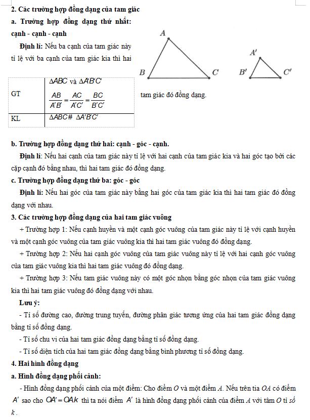 Các dạng toán về hình đồng dạng Toán 8