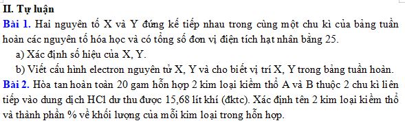 Bộ đề thi giữa học kì 1 môn Hóa học 10 Kết nối tri thức