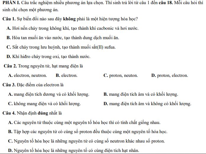 Bộ đề thi giữa kì 1 Hóa 10 Kết nối tri thức - Số 2