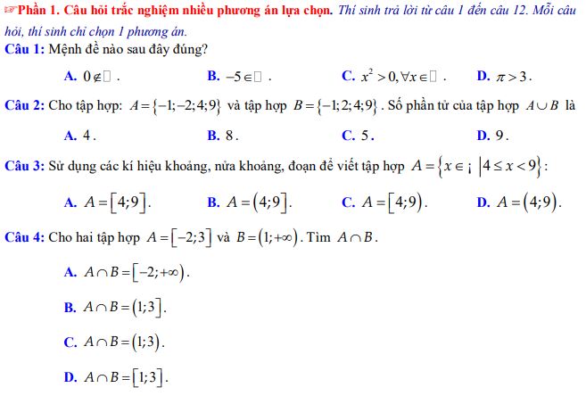 Bộ đề thi giữa học kì 1 Toán 10 Cánh diều