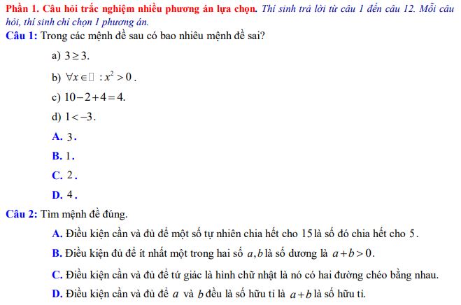 Bộ đề thi giữa học kì 1 Toán 10 Chân trời sáng tạo