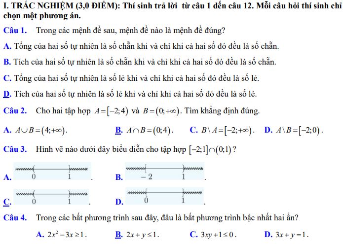 Bộ đề thi giữa học kì 1 Toán 10 Kết nối tri thức