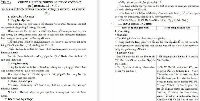 Giáo án Đạo đức 5 Em biết ơn người có công với quê hương, đất nước