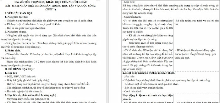 Giáo án Đạo đức 5 Em nhận biết khó khăn trong học tập và cuộc sống