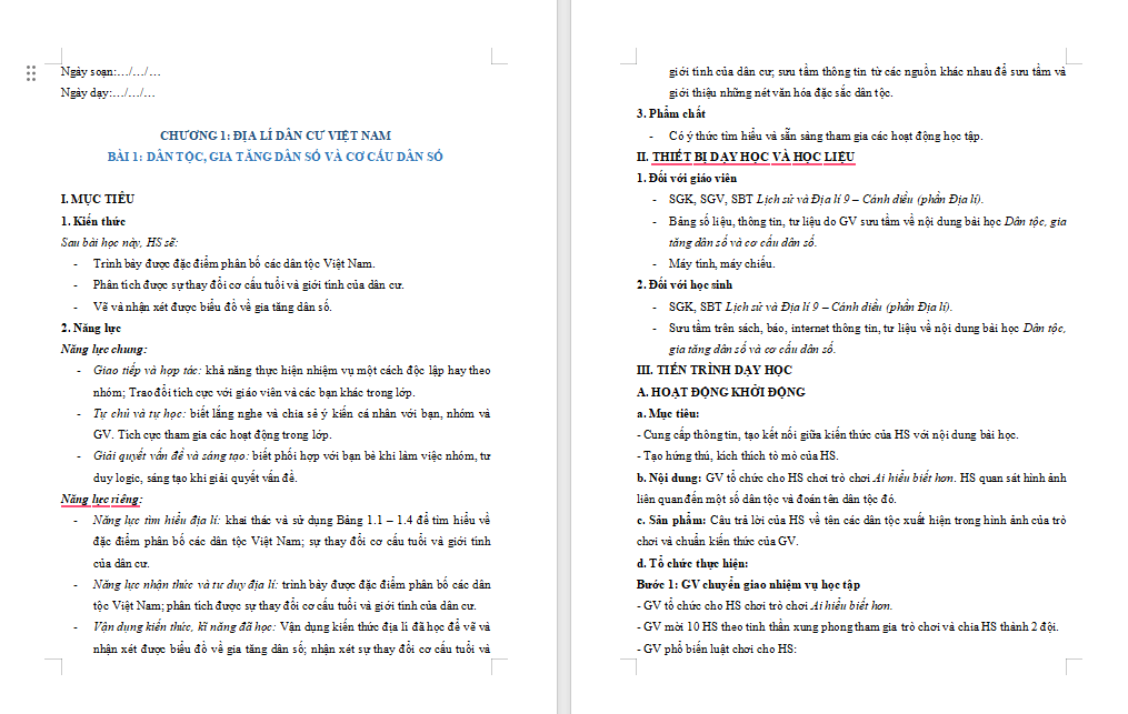 Giáo án PowerPoint Địa lí 9 Cánh diều Bài 1