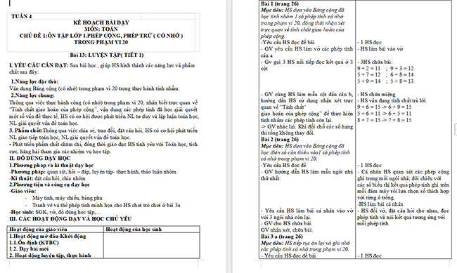 Giáo án Toán 2: Luyện tập trang 26