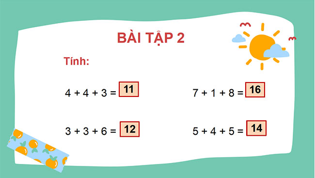 PowerPoint Toán 2: Luyện tập chung trang 28