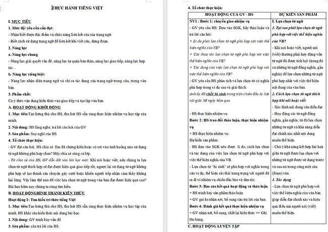 Giáo án Văn 6 Bài 3: Thực hành tiếng Việt