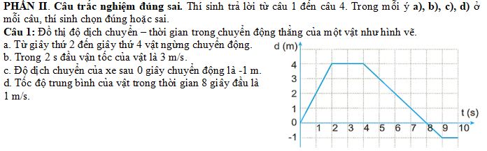 Đề thi giữa kì 1 lớp 10 môn Vật lí