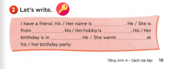 Sách bài tập tiếng Anh lớp 4 unit 4 My birthday party minh họa 11