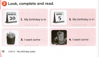 Sách bài tập tiếng Anh lớp 4 unit 4 My birthday party minh họa 3