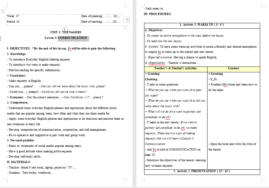 Giáo án PowerPoint Tiếng Anh 8 Unit 3: Communication