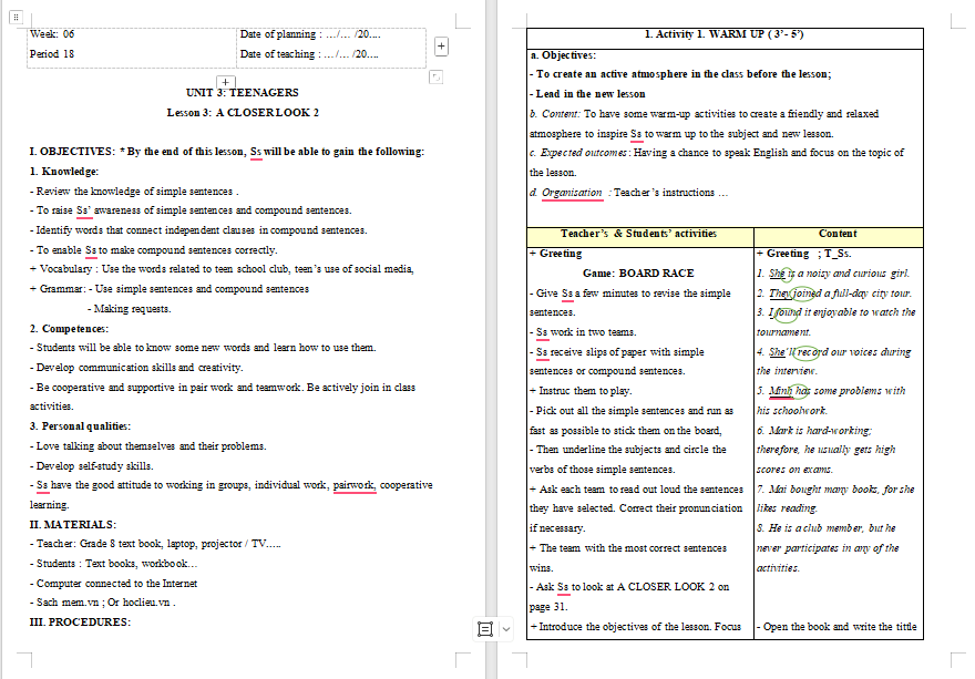 Giáo án PowerPoint Tiếng Anh 8 Unit 3: A Closer Look 2