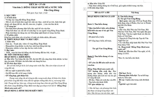 Giáo án Văn 6 Bài 3: Đồng Tháp Mười mùa nước nổi