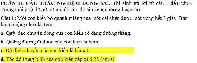 Đề thi Giữa học kì 1 môn Vật lý lớp 10