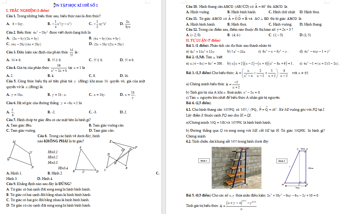 Ôn tập học kì 1 đề số 2