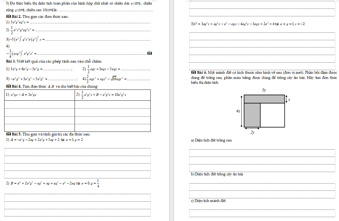 Đơn thức nhiều biến – đa thức nhiều biến