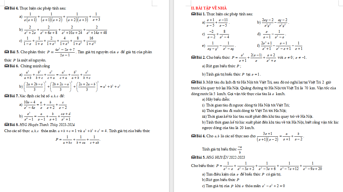 Cộng, trừ phân thức đại số