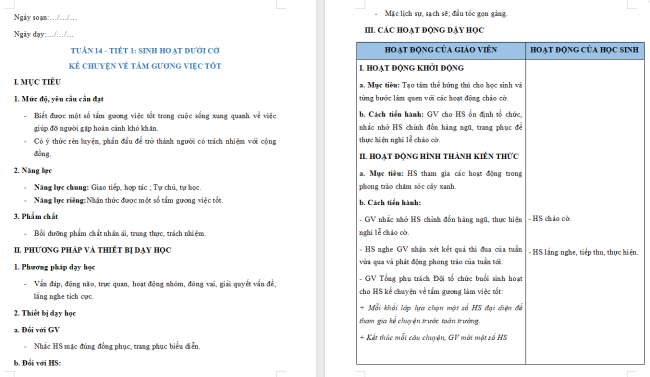 Giáo án Hoạt động trải nghiệm 2 Tuần 14