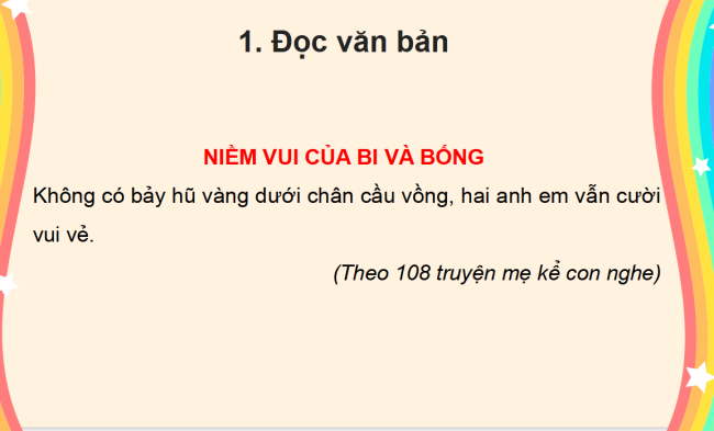PowerPoint Tiếng Việt 2 Bài 3: Niềm vui của Bi và Bống